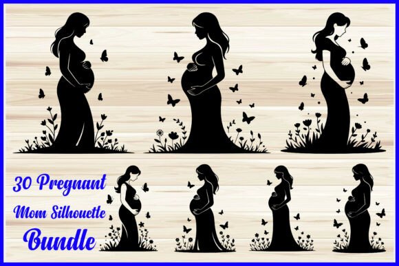 30 Pregnant Mom Silhouette Bundle for Creative Projects