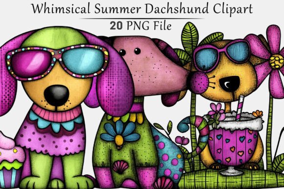 Bringing Whimsical Summer Dachshund Clipart to Life in Your Creative Projects