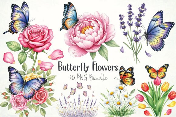 Butterfly Flowers Sublimation Clipart: A Creative Resource for DIY Enthusiasts