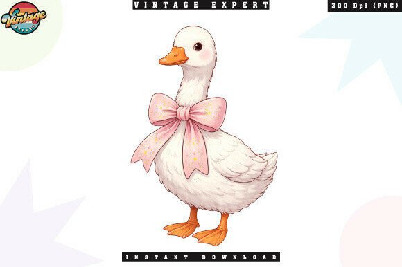 Cute Adorable Duck with Bow PNG Design