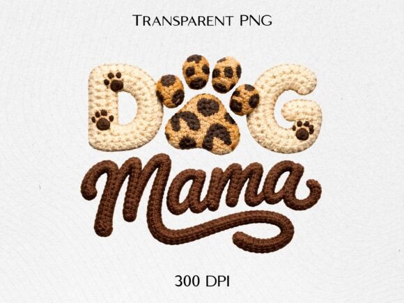 Dog Mama Paw Knitted PNG Design: Strategic Application for Pet-Themed Merchandise
