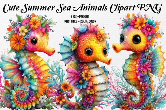 Elevating Summer Design Projects with Cute Summer Sea Animals Clipart PNG Assets
