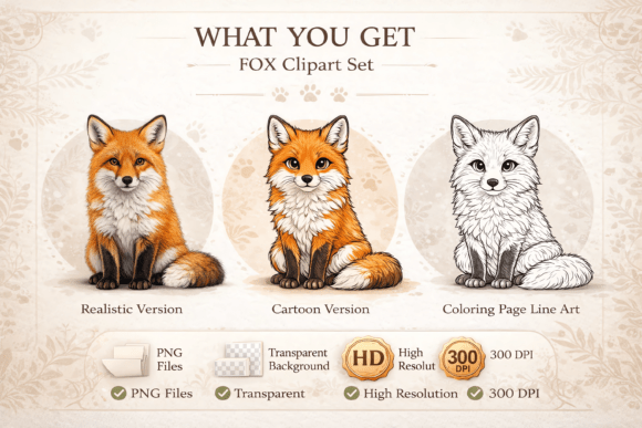 Fox Clipart Set Bundle: Versatile Designs for Creators