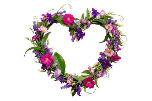 Heart Shaped Floral Wreath with Pink: Evaluating AI-Generated PNG Assets for Creative Projects
