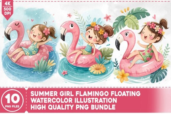How the Summer Girl Flamingo Floating PNG Bundle Enhances Creative and Commercial Projects