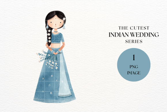 Indian Bride Blue Lehenga Bouquet PNG: A Versatile Design Asset for Creative Projects