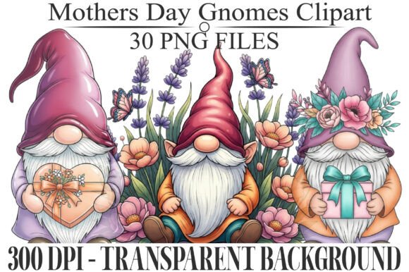 Mothers Day Gnomes Clipart PNG for Creative Projects