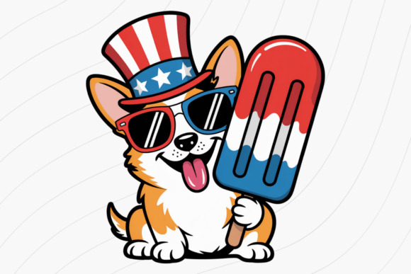 Patriotic Dog Popsicle PNG for 4th of July Crafts