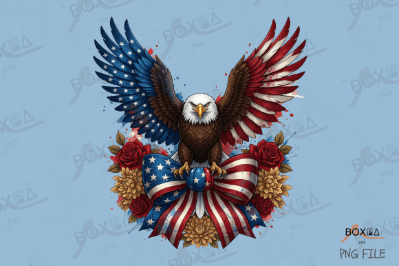 Patriotic Eagle Coquette Bow PNG: Retro USA 250 Design