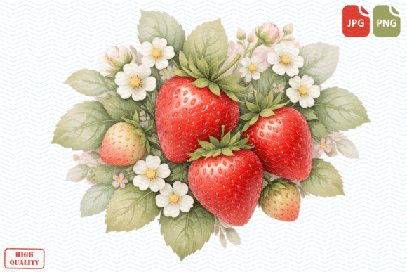 Strawberry Rose Watercolor PNG Clipart 2: Elevating Small-Scale Creative Projects