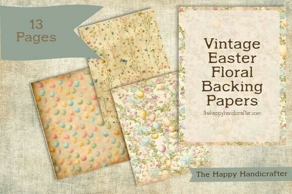 Vintage Easter Floral Backing Papers for Crafts