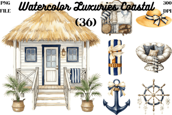Watercolor Luxuries Coastal Clipart PNG
