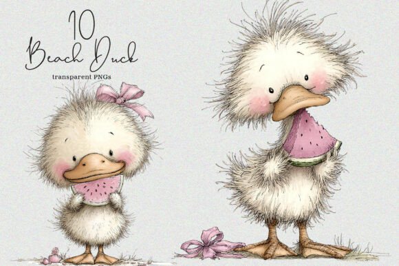 Whimsical Summer Beach Duck Clipart for Creative Projects